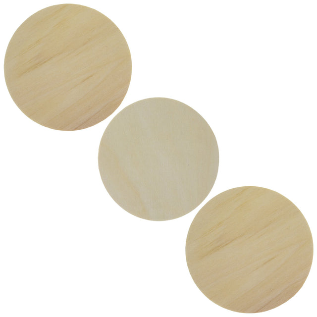 3 Unfinished Wooden Circle Shapes Cutouts DIY Crafts 4 Inches in Beige color, Round shape