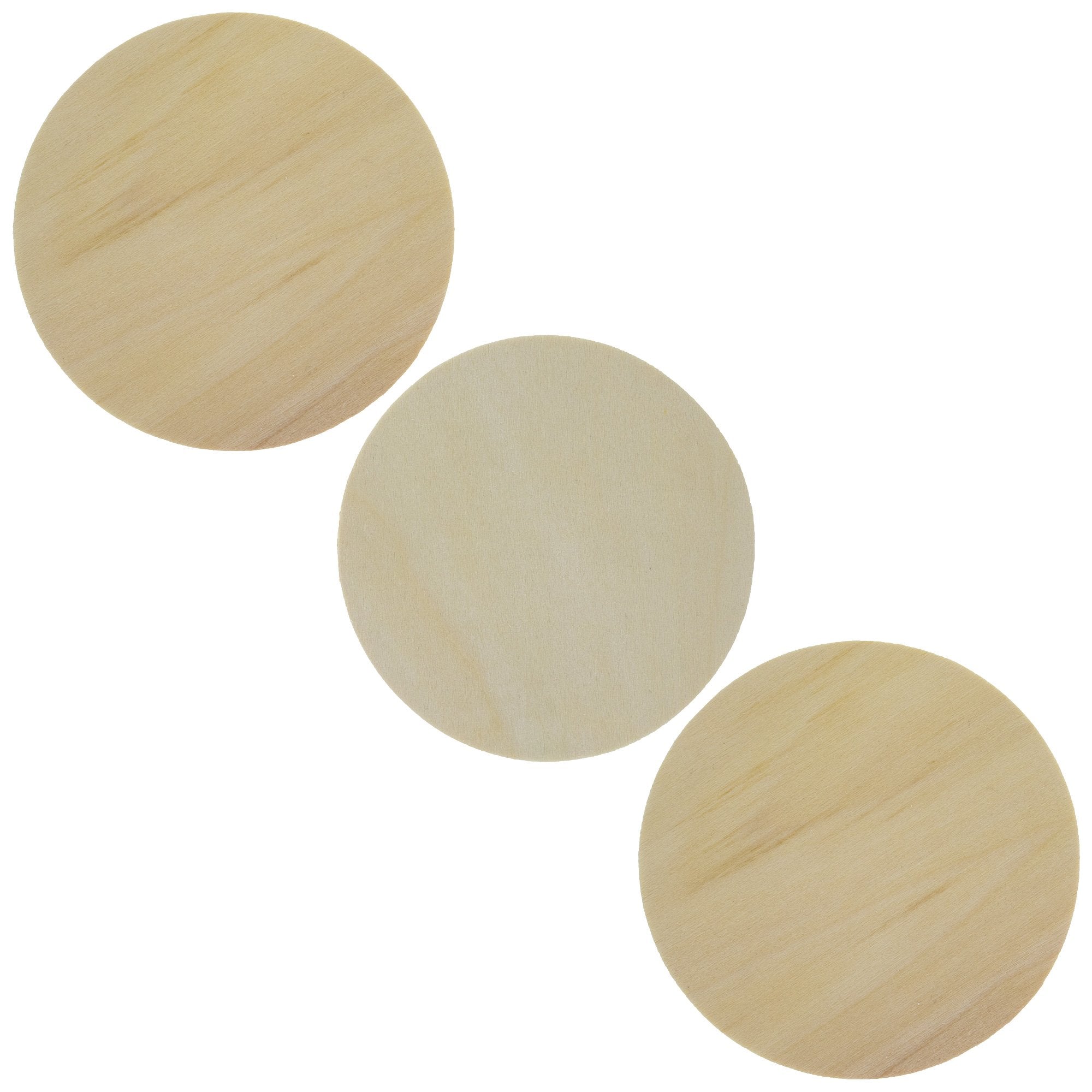 3 Unfinished Wooden Circle Shapes Cutouts DIY Crafts 4 Inches in Beige color Round