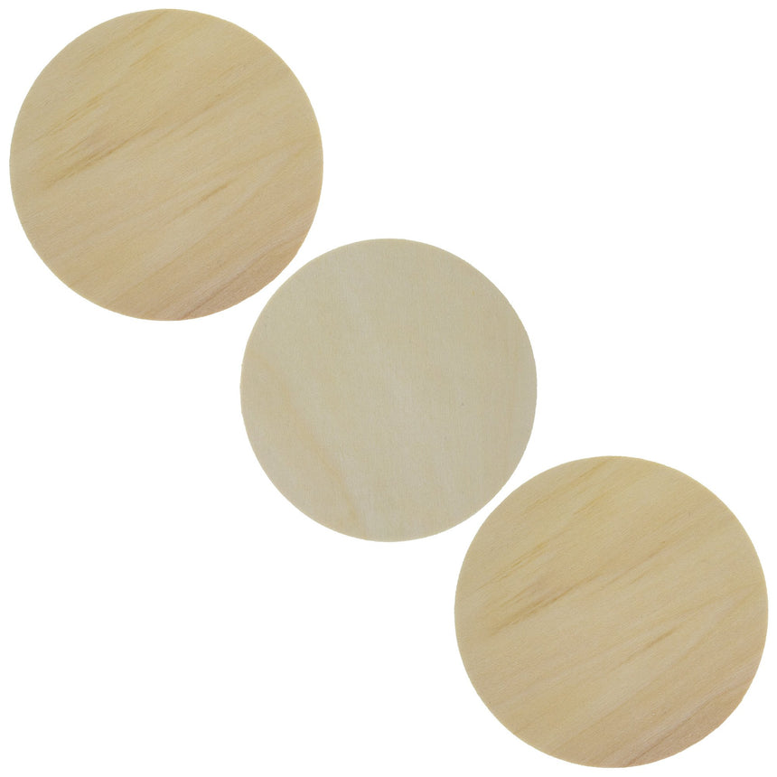 3 Unfinished Wooden Circle Shapes Cutouts DIY Crafts 4 Inches in Beige color Round