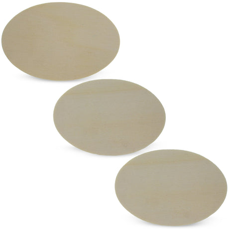3 Unfinished Wooden Ovals Shapes Cutouts DIY Crafts 4.3 Inches in Beige color, Oval shape