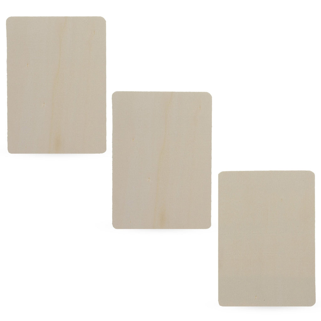 Wood 3 Unfinished Wooden Rectangle Shapes Cutouts DIY Crafts 4.55 Inches in Beige color Rectangular