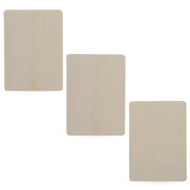 3 Unfinished Wooden Rectangle Shapes Cutouts DIY Crafts 4.55 Inches in Beige color, Rectangular shape