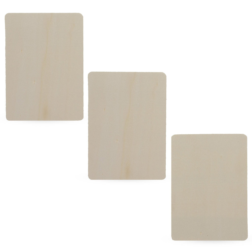 3 Unfinished Wooden Rectangle Shapes Cutouts DIY Crafts 4.55 Inches in Beige color Rectangular