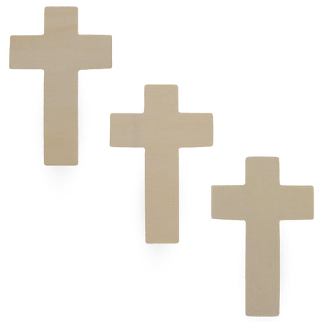 Wood 3 Unfinished Wooden Cross Shapes Cutouts DIY Crafts 4.25 Inches in Beige color