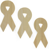 3 Unfinished Wooden Awareness Ribbon Shapes Cutouts DIY Crafts  5.8 Inches in Beige color,  shape