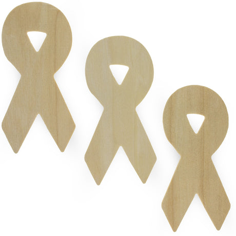 Wood 3 Unfinished Wooden Awareness Ribbon Shapes Cutouts DIY Crafts  5.8 Inches in Beige color