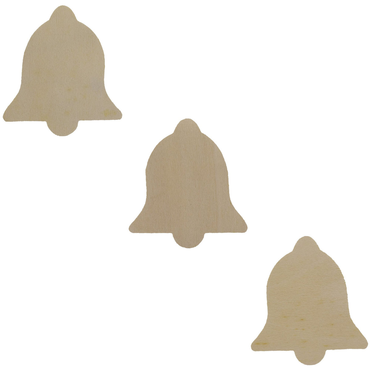 Wood 3 Unfinished Wooden Bell Shapes Cutouts DIY Crafts 3.6 Inches in Beige color