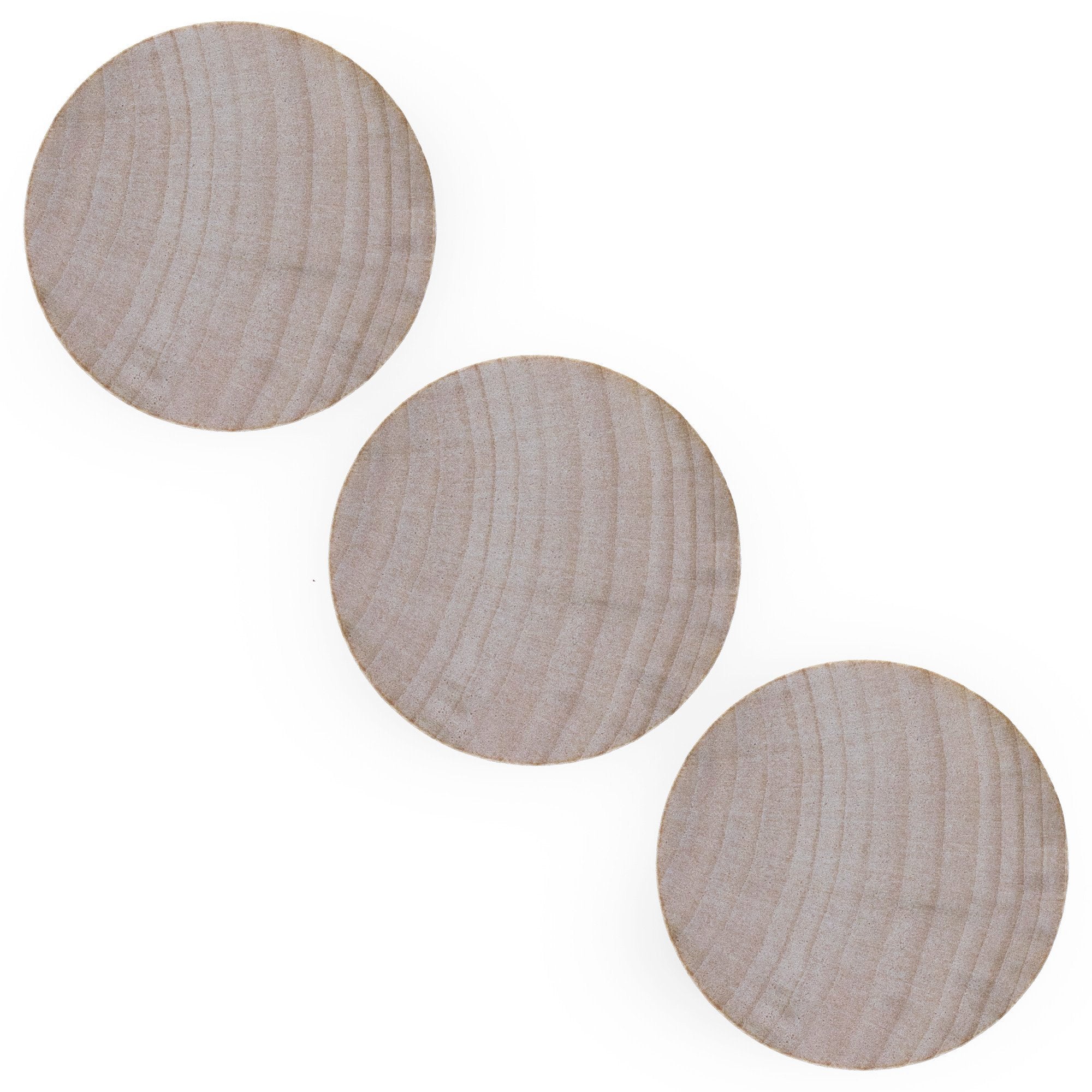 3 Unfinished Wooden Circle Disks Shapes Cutouts DIY Crafts 2 Inches in Beige color