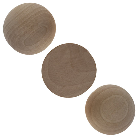Wood 3 Unfinished Blank Wooden Split in Half Balls 2.5 Inches in Beige color