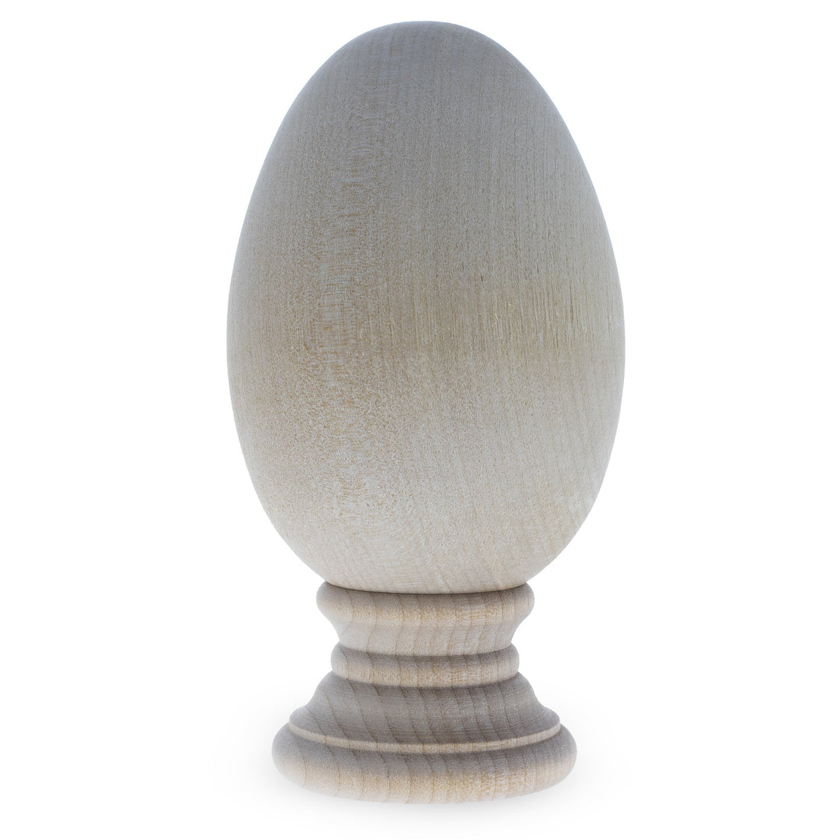 Unfinished Blank Wooden Egg with Detachable Stand 3.25 Inches in Beige color, Oval shape