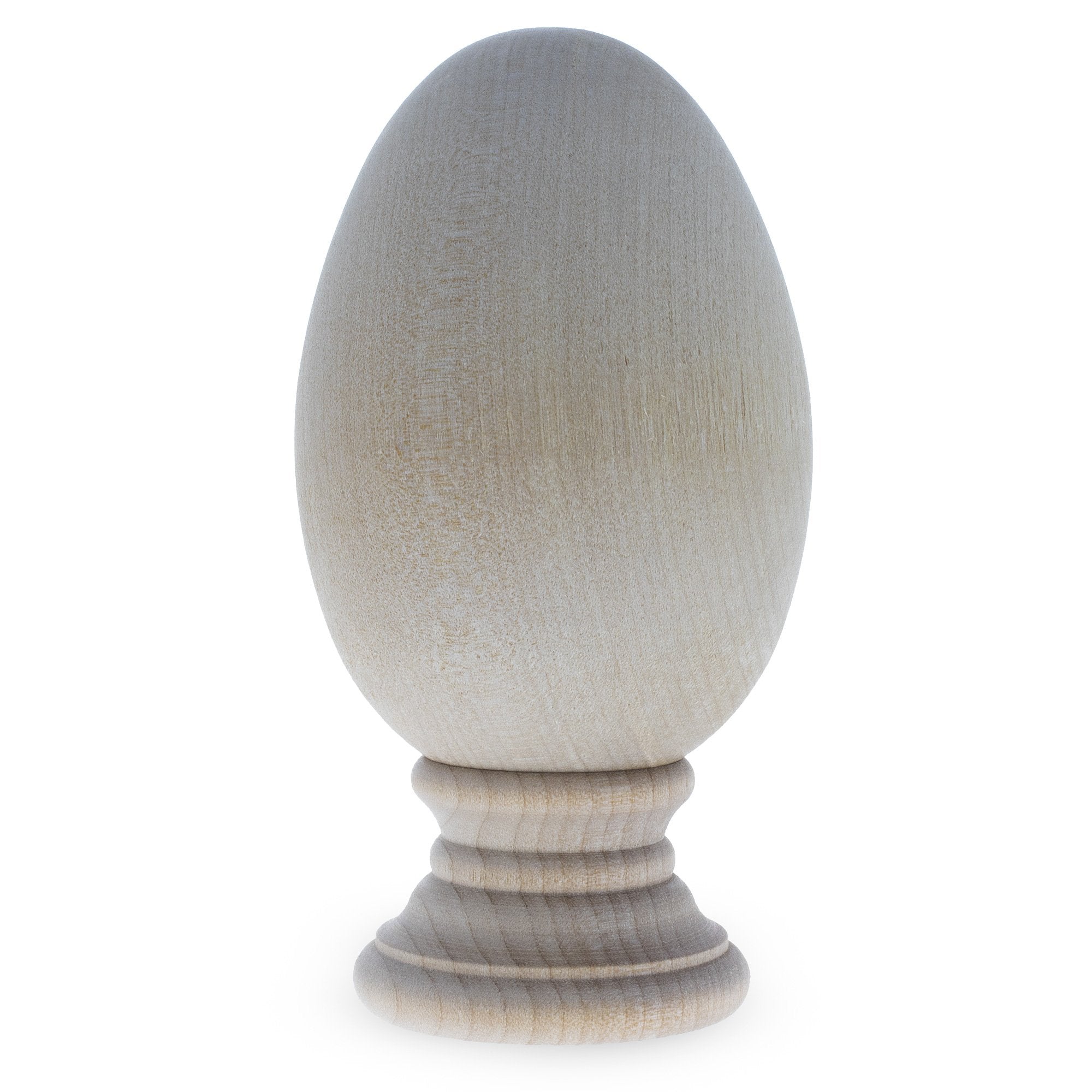 Unfinished Blank Wooden Egg with Detachable Stand 3.25 Inches in Beige color Oval