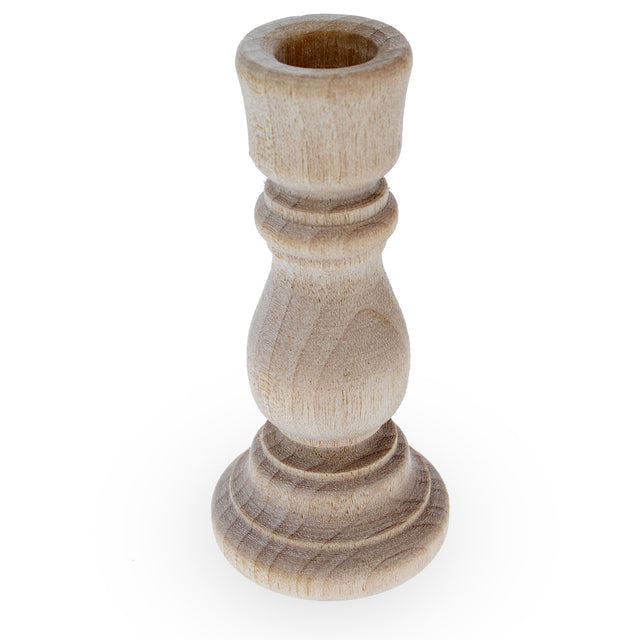 Unfinished Blank Wooden Egg Stand or Candle Holder 3 Inches in Beige color