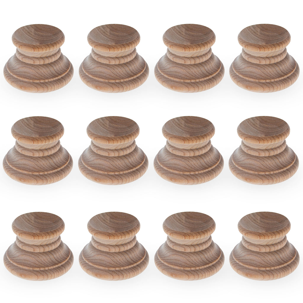 12 Unfinished Unpainted Wooden Egg Stands Holders Displays in Beige color