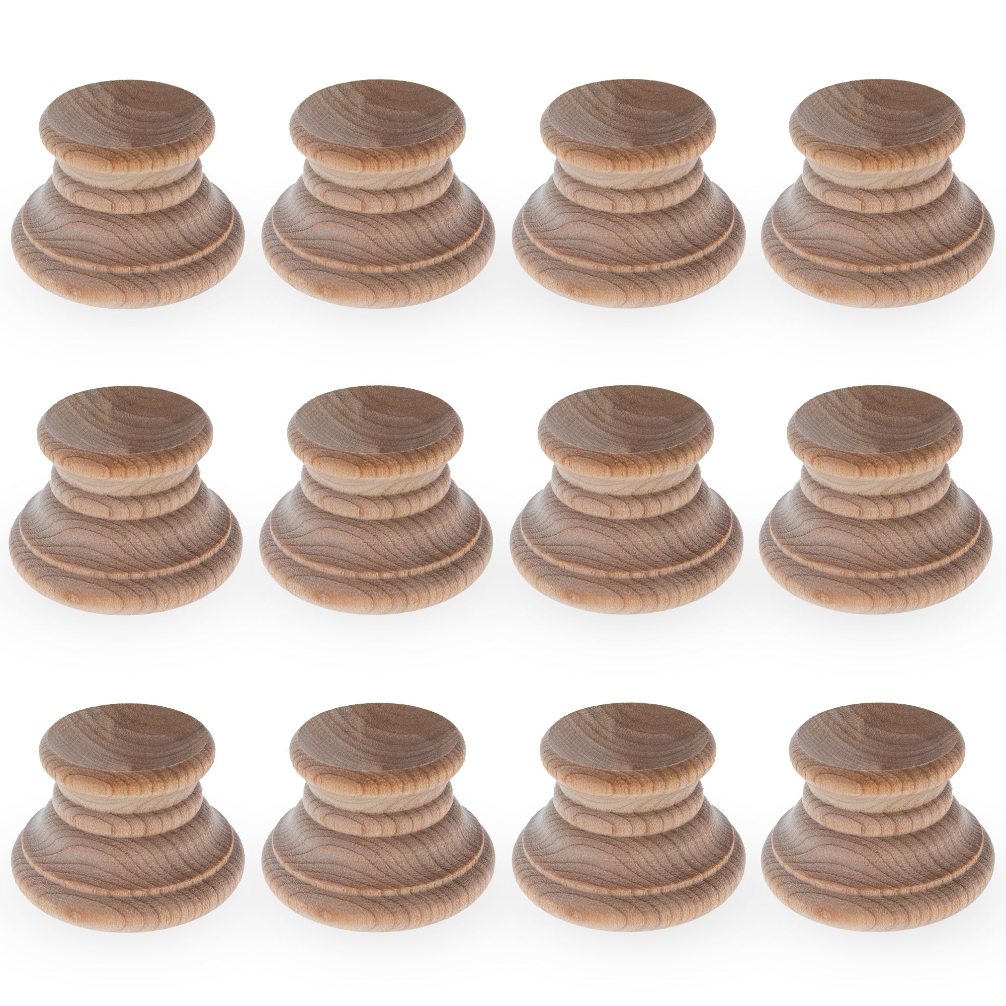 12 Unfinished Unpainted Wooden Egg Stands Holders Displays in Beige color