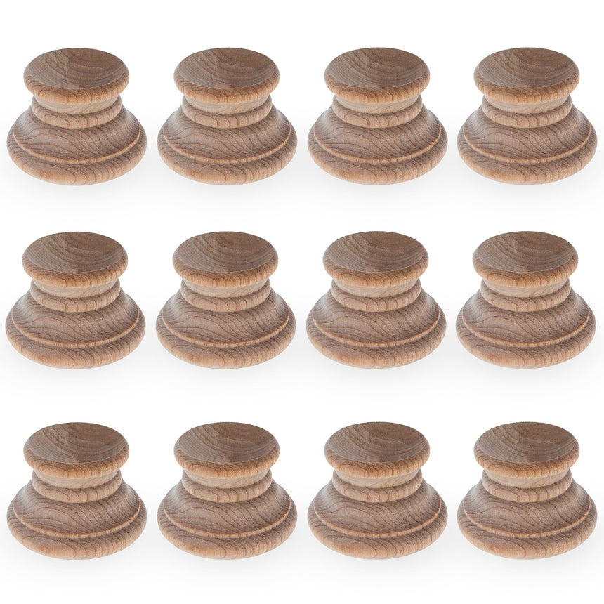 12 Unfinished Unpainted Wooden Egg Stands Holders Displays in Beige color