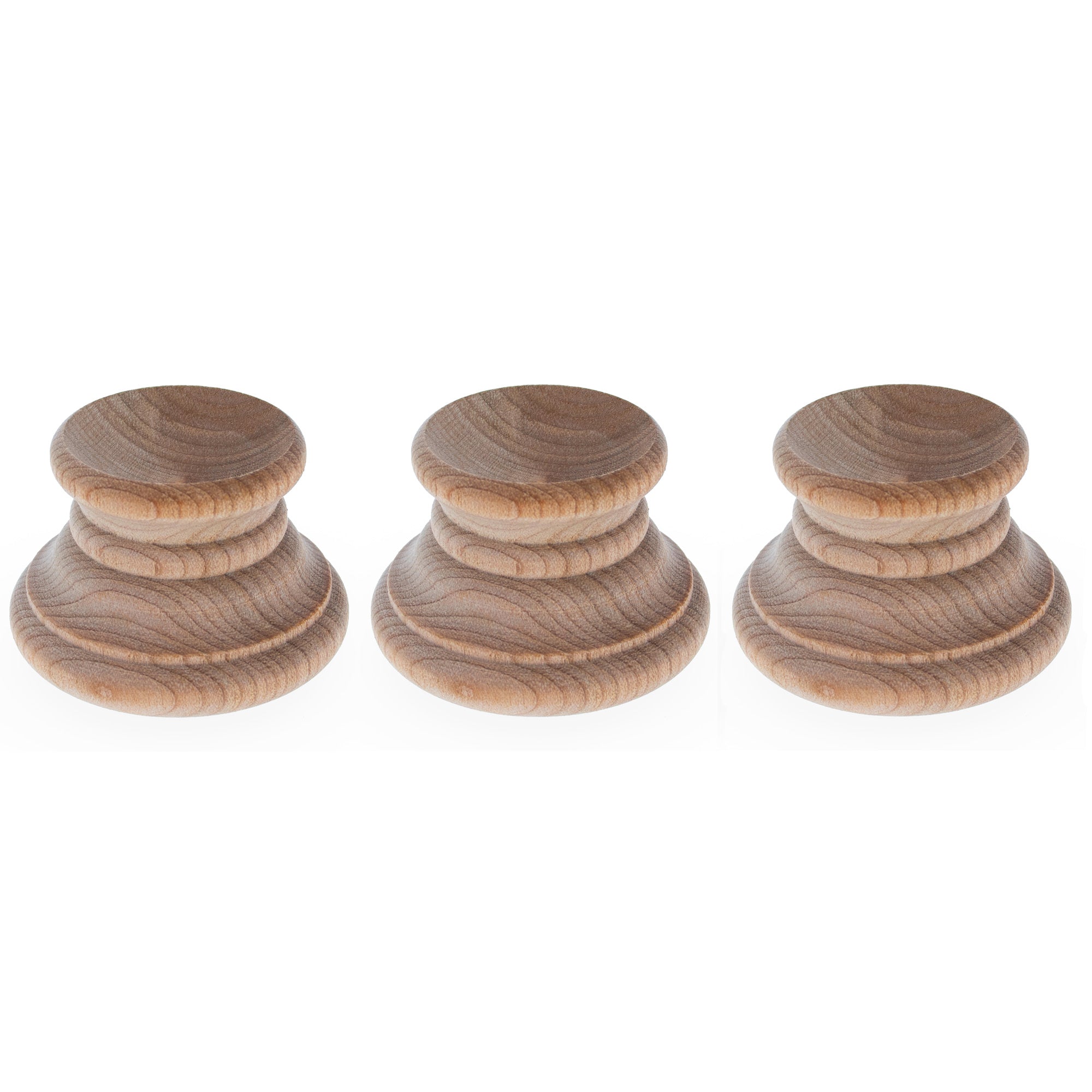 Set of 3 Unfinished Wooden Egg Stands Holders Displays 1.15 Inch Tall in Beige color