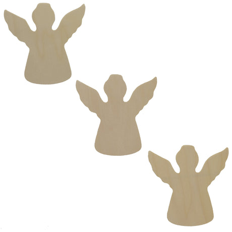 Wood 3 Unfinished Wooden Angel Shapes Cutouts DIY Crafts 3.8 Inches in Beige color