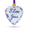 Glass I Love Jesus Glass Christmas Ornament in Purple color Heart