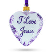 Glass I Love Jesus Glass Christmas Ornament in Purple color Heart