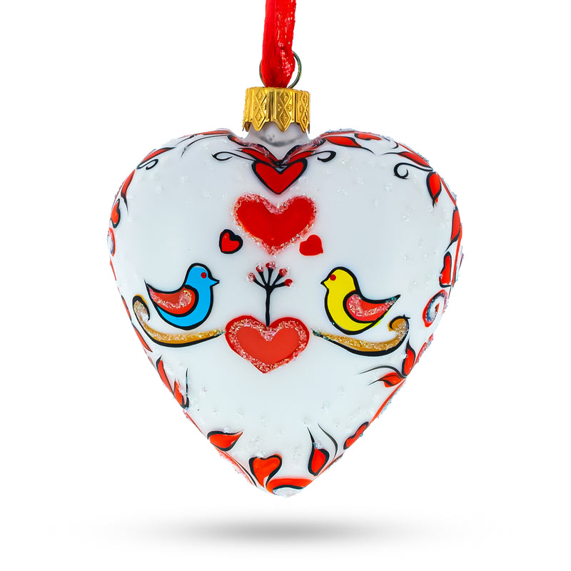Valentine's Day Heart Shape Glass Christmas Ornament by BestPysanky