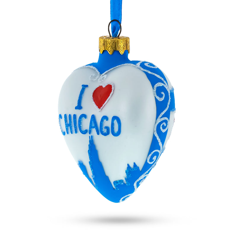 Buy Online Gift Shop I Love Chicago Glass Heart Christmas Ornament