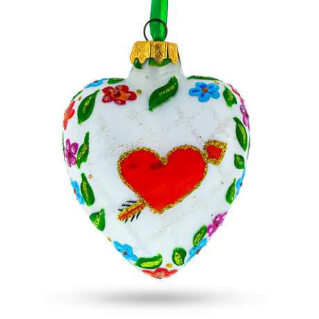 Glass Arrow In Red Heart Valentine's Day Glass Ornament in Multi color Heart