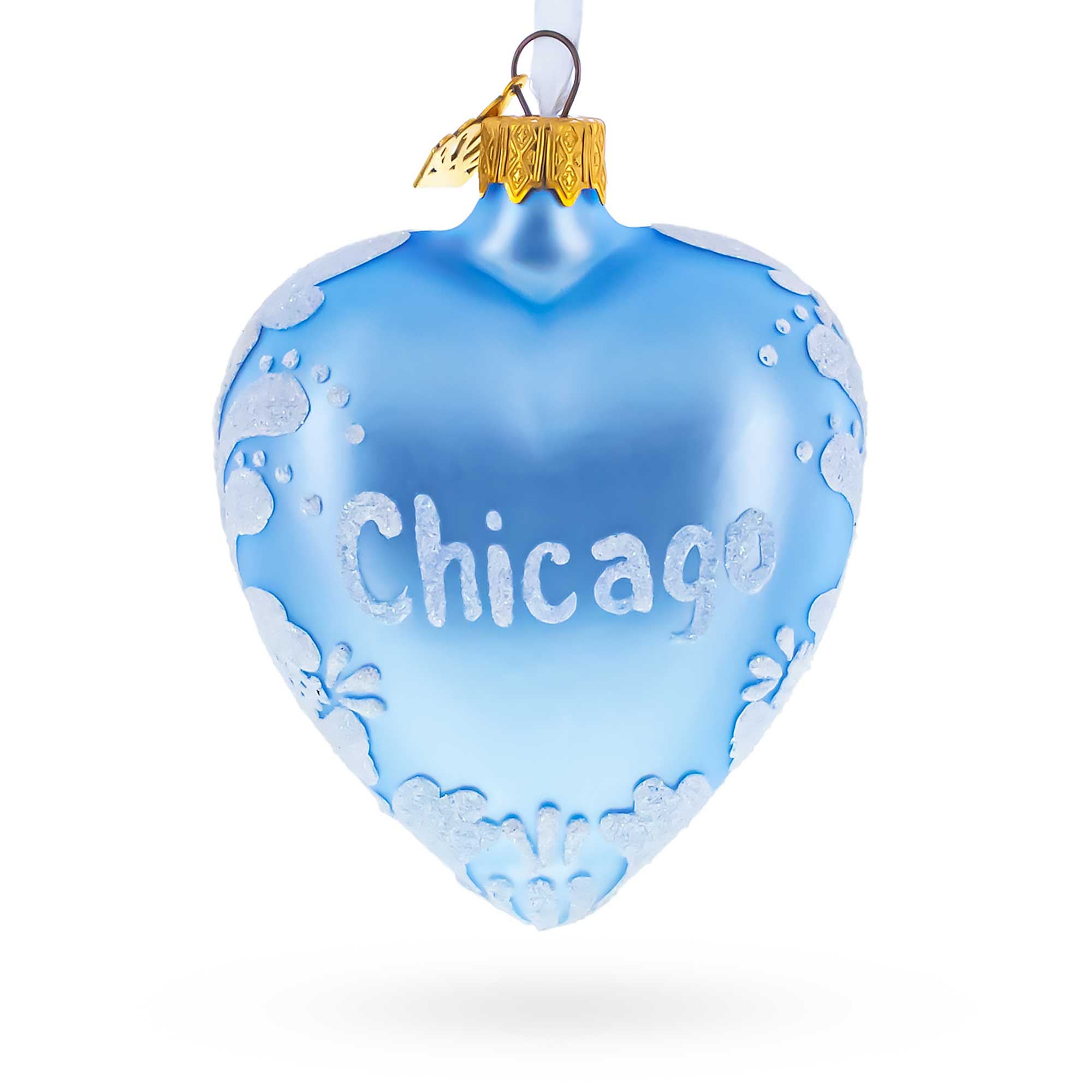 Chicago Glass Heart Christmas Ornament in Multi color Heart