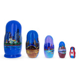 5 Pieces Chicago, Illinois Wooden Nesting Dolls in Multi color,  shape