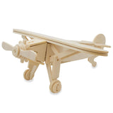 Wood High Wing Propeller Airplane Model Kit Wooden 3D Puzzle in Beige color