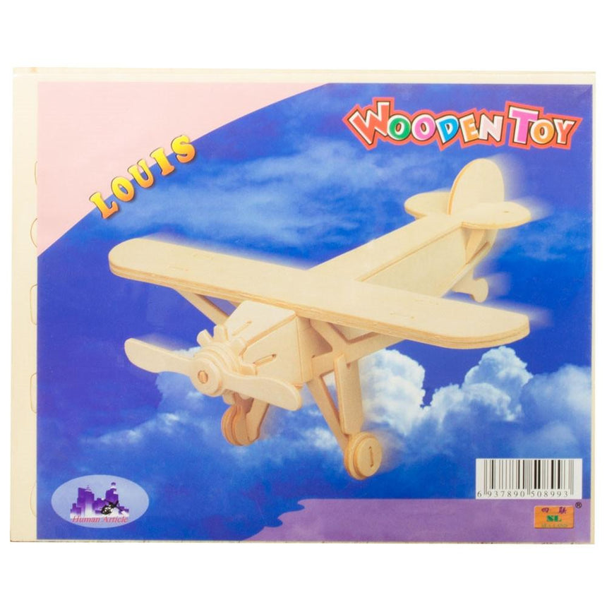 High Wing Propeller Airplane Model Kit Wooden 3D Puzzle , dimensions in inches: 6.7 x 8.2 x 0.2