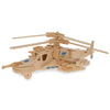 Wood Battle Fighter Helicopter Model Kit Wooden 3D Puzzle in beige color