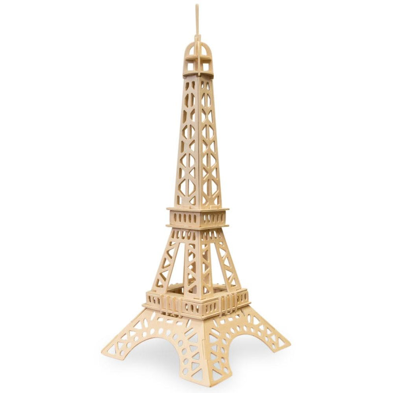 Eiffel Tower Model Kit Wooden 3D Puzzle in beige color,  shape