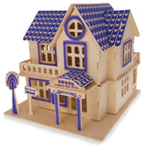 Family Home House Building Model Kit Wooden 3D Puzzle in Beige color