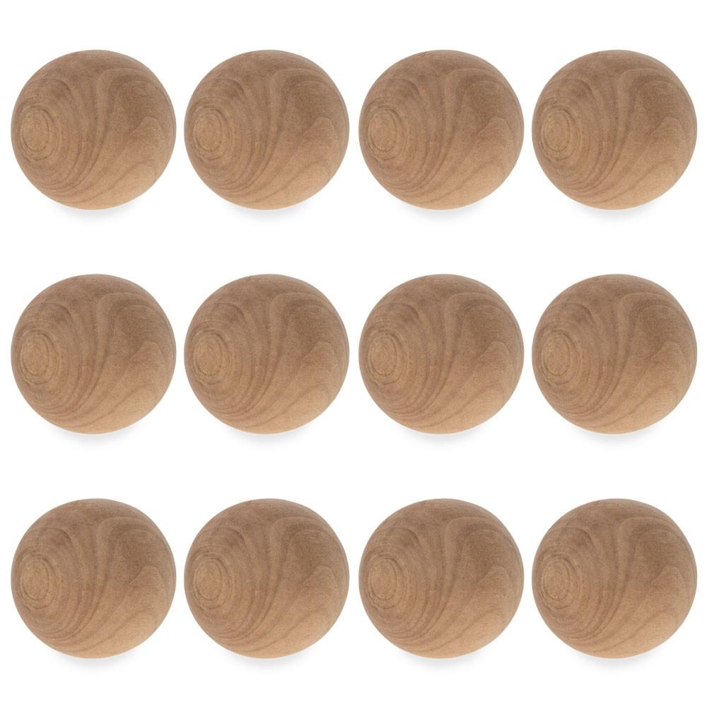 12 Unfinished Unpainted Wooden Balls for Craft DIY 1.5 Inches in Beige color, Round shape