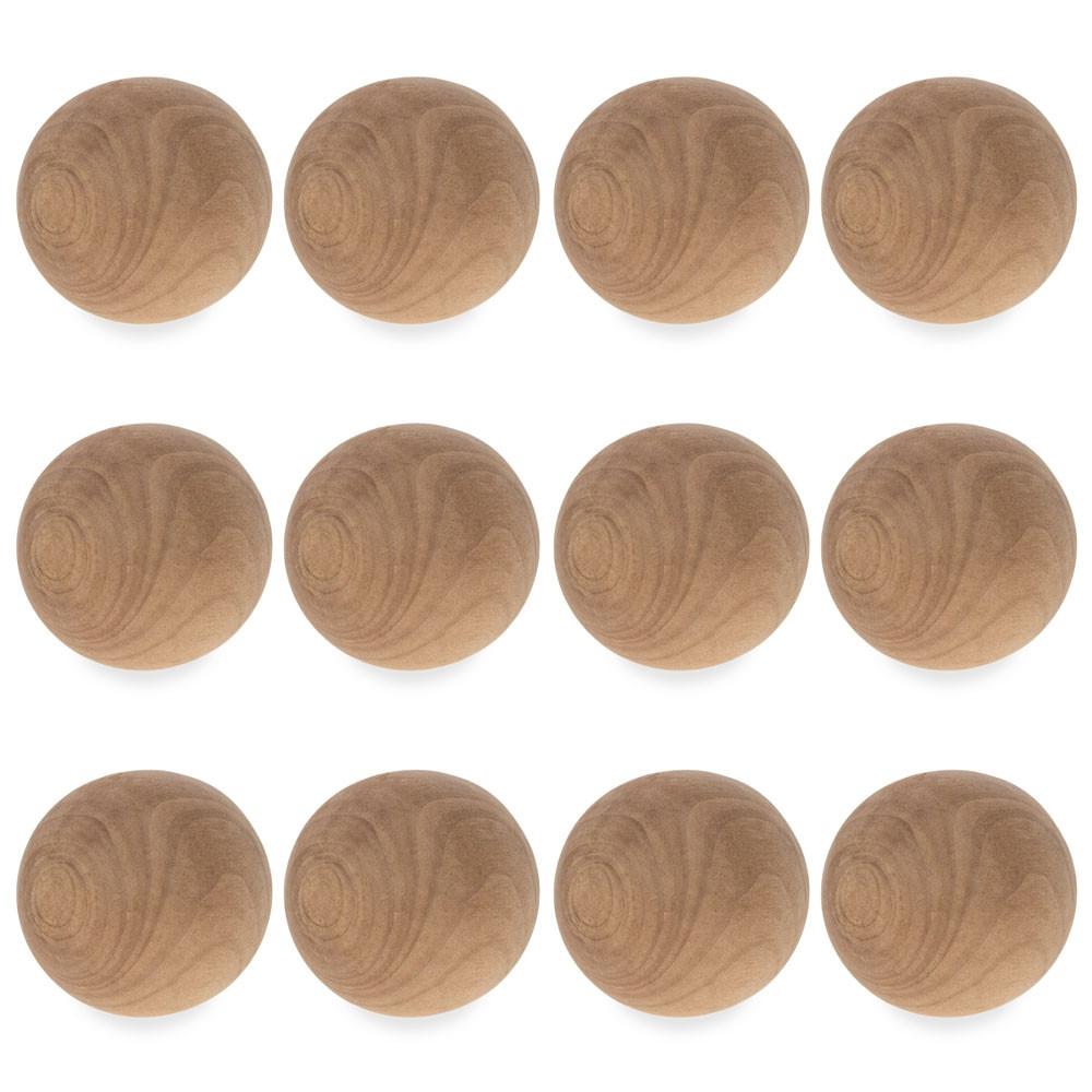 Wood 12 Unfinished Unpainted Wooden Balls for Craft DIY 1.5 Inches in Beige color Round