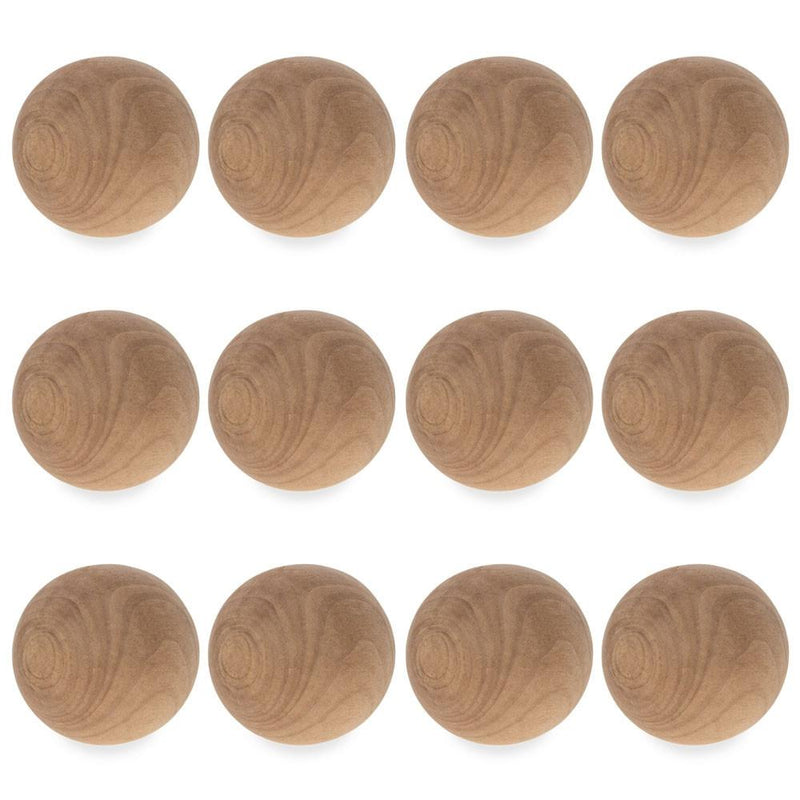 12 Unfinished Unpainted Wooden Balls for Craft DIY 1.5 Inches in Beige color, Round shape
