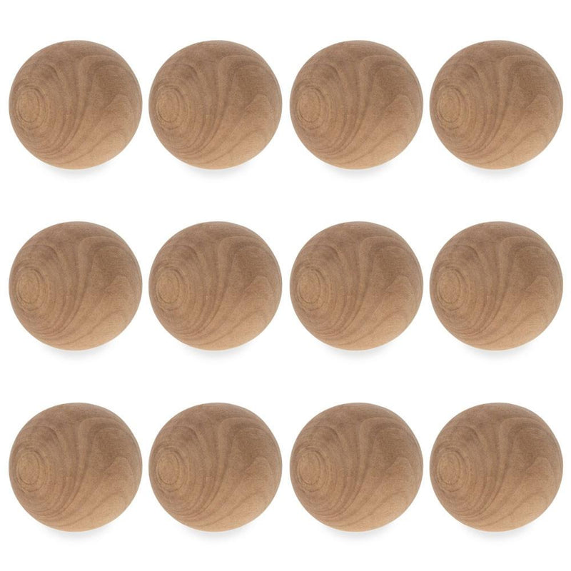 12 Unfinished Unpainted Wooden Balls for Craft DIY 1.5 Inches in Beige color, Round shape