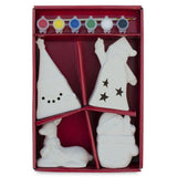 Christmas DIY Craft Kit: 4 White Blank Unfinished Figurines for Painting Your Own Decorations in White color,  shape