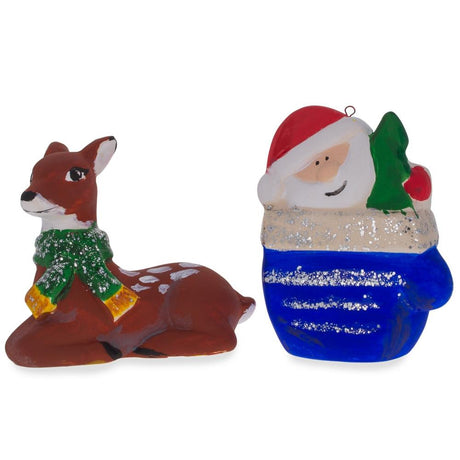 Christmas DIY Craft Kit: 4 White Blank Unfinished Figurines for Painting Your Own Decorations , dimensions in inches: 5 x 11 x 7.3