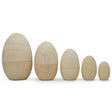 5 Unfinished Unpainted Blank Wooden Nesting Easter Eggs 5 Inches in beige color, Oval shape