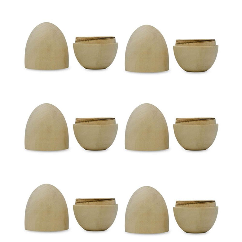 6 Fillable Unfinished Wooden Eggs 2.75 Inches by BestPysanky