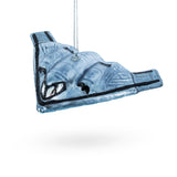 Sleek Stealth Bomber B-2 Blown Glass Christmas Ornament in Blue color
