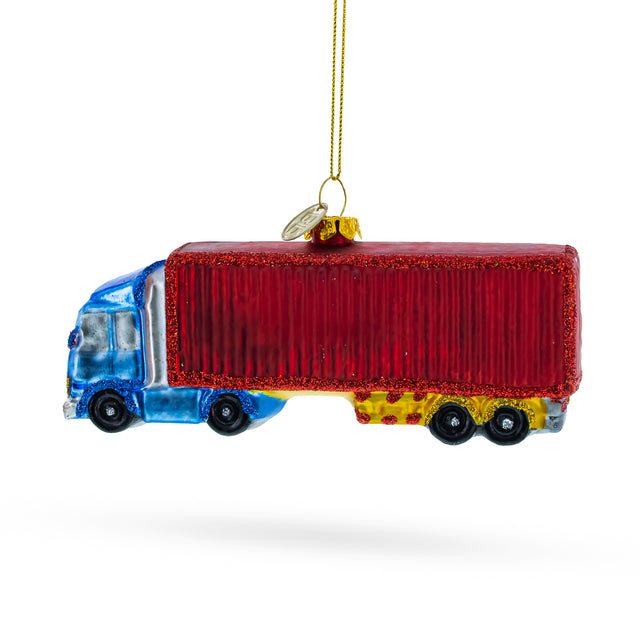 Rugged Truck Driver - Blown Glass Christmas Ornament in Multi color,  shape