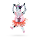 Elegant Cow Dancing Ballet Blown Glass Christmas Ornament in Multi color