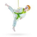 Judo Martial Arts Glass Christmas Ornament in Silver color Figurine