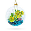Glass Yellow Fishes Inside Fish Tank - Blown Glass Christmas Ornament in Multi color Round