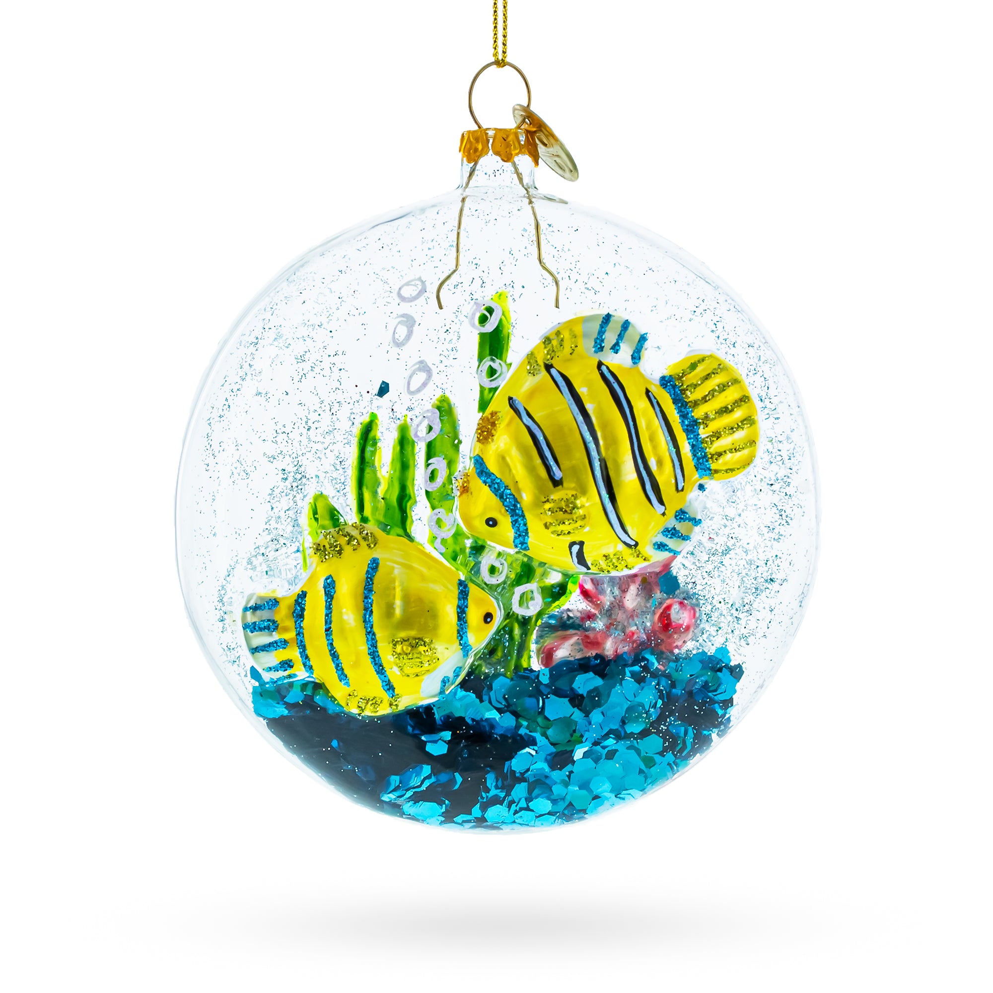 Coral Fishes Tank Glass Christmas Ornament in Multi color Figurine