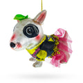 Pitbull Glass Christmas Ornament in Silver color Figurine