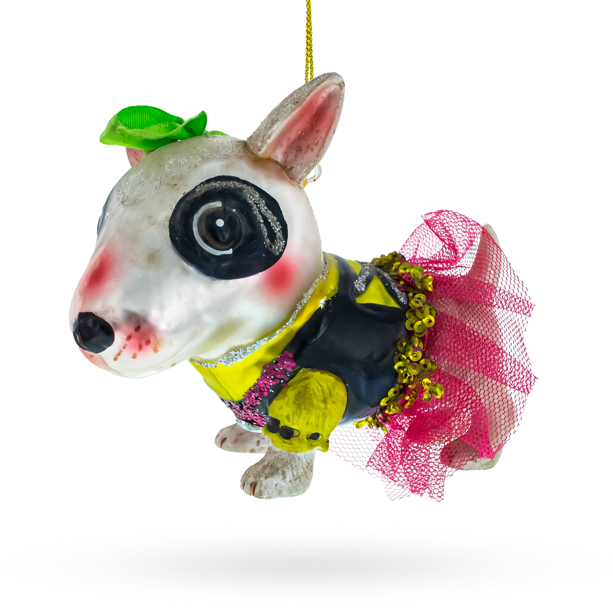 Stylish Pitbull - Blown Glass Christmas Ornament in Multi color,  shape