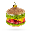 Juicy Cheeseburger - Blown Glass Christmas Ornament in Multi color,  shape
